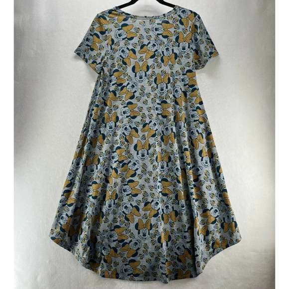 LuLaRoe Dress Size XS Carly Swing Minnie Mouse Short Sleeve Hi Low Stretch Gray - Picture 4 of 11